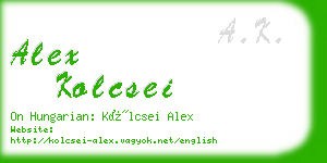 alex kolcsei business card